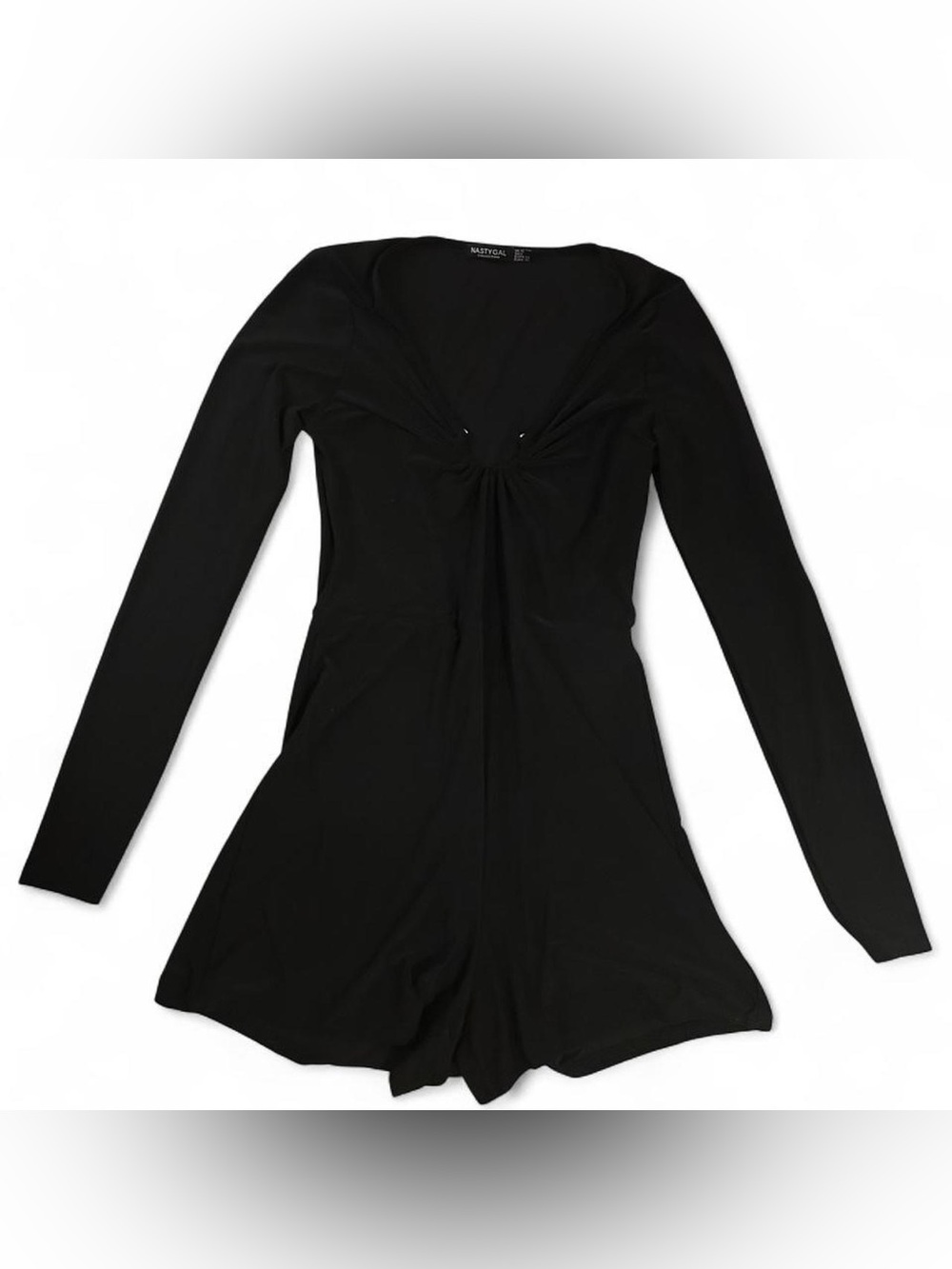 Nasty Gal Black Long Sleeve Twist-Detail Romper
